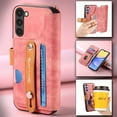 thumbnail image 3 of Compatible with Samsung Galaxy S20 FE Wallet Case with RFID Blocking Card Holder,With Wrist Strap Kickstand, PU Leather Flip Case with Magnetic Closure, Shockproof Interior Protective Cover,Pink, 3 of 13