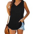 thumbnail image 2 of Women's Casual Solid Color T-Shirt Comfortable Fit Stretchable Soft Fabric Breathable Tank Top for Everyday Wear, 2 of 5