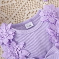 thumbnail image 4 of Short Sleeve Onesies Girl Baby Ribbed Bowknot Romper Headband Set Sleeveless Summer Breathable Baby Girl Rompers Purple 3 Months-6 Months, 4 of 7