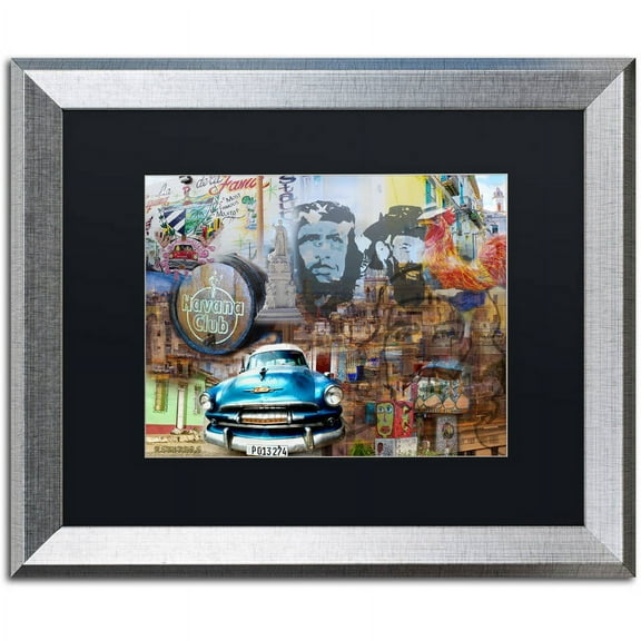 Trademark Fine Art "Havana Club II" Canvas Art by Alberto Lopez, Black Matte, Silver Frame
