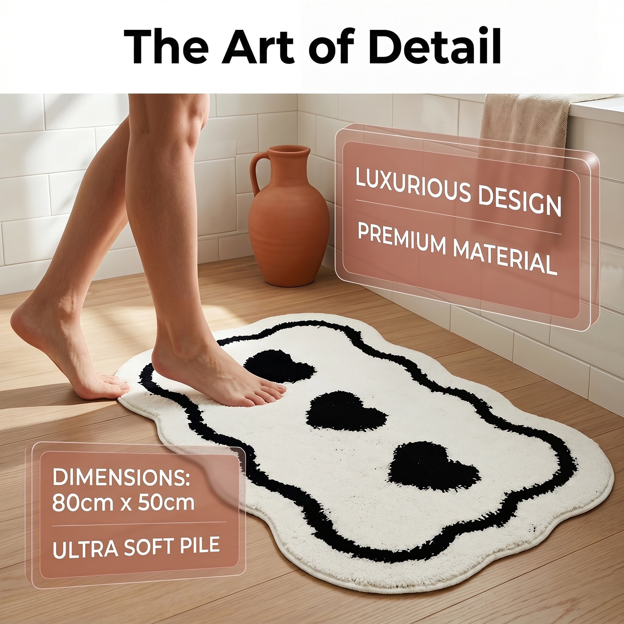 Unique Bargains Aesthetic Ultra Absorbent Shaggy Non Slip Bath Mat White 32" x 20"