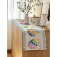 thumbnail image 5 of Table Runner 70 Inches Long for Kitchen Dining, Easter Dresser Scarf Farmhouse, Dining Table Decorations for Wedding/Parties, Colorful Eggs Rabbit Flowers Leaves Blue Plaid 13 x 70 In, 5 of 8