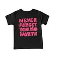 thumbnail image 4 of BRGZLK Girls Boys Letter Print Tops Trendy Cute Cozy Short Sleeve Round Neck Casual T Shirt Top Shirt Summer Children Clothing for Daily Wear Black 10-12 Years, 4 of 5