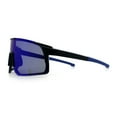 thumbnail image 6 of Color Mirror Polarized Wrap Sport Oversized Shield Rimless Plastic Sunglasses Black Blue - Blue Mirror, 6 of 8