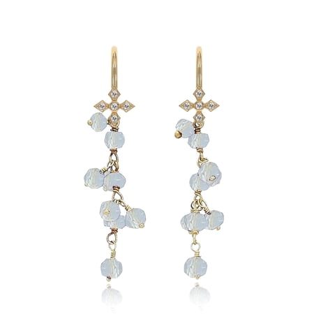 Clear Quartz Long Dangling Earrings - Real 925 Sterling Silver 18k Gold Plated Gemstone Jewelry, April Birthstone Mother's Day Gifts, Wire Wrapped Beaded Earrings Gifts for Women
