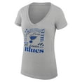 thumbnail image 2 of Women's G-III 4Her by Carl Banks Heather Gray St. Louis Blues Super-Slim Fit Lightweight Collage Team Graphic T-Shirt, 2 of 3