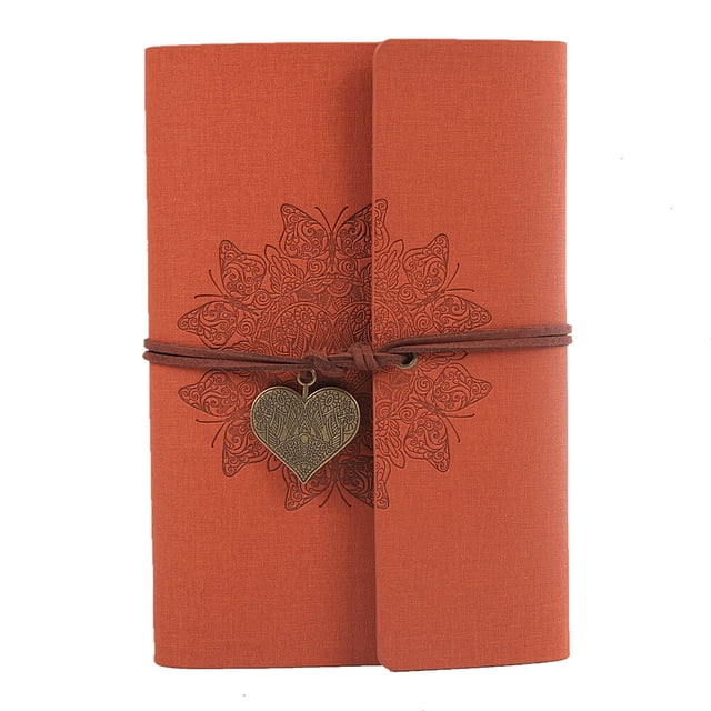 1 Pc A6 Retro Notebook Rope Winded Notebook Loose-Leaf Diary Travel Notebook for Teachers Students (Orange)