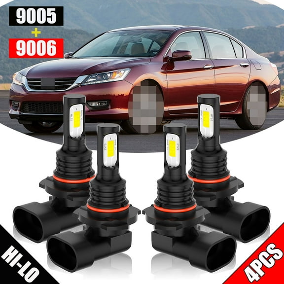 For Honda Accord 1990-2012 LED Headlight Kit Bulbs, 4000LM Super Bright 6000K Cool White 40W High Power Lamps, Canbus No Error, Easy Install, Plug-N-Play Halogen Replacement
