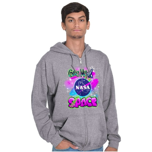 Airbrushed NASA Give Me Space Rocket Unisex Plus Size Zip Hoodie Brisco Brands 2X