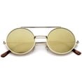 thumbnail image 1 of Mid Size Flip-Up Colored Mirror Lens Round Django Sunglasses 49mm (Gold / Gold Mirror), 1 of 4