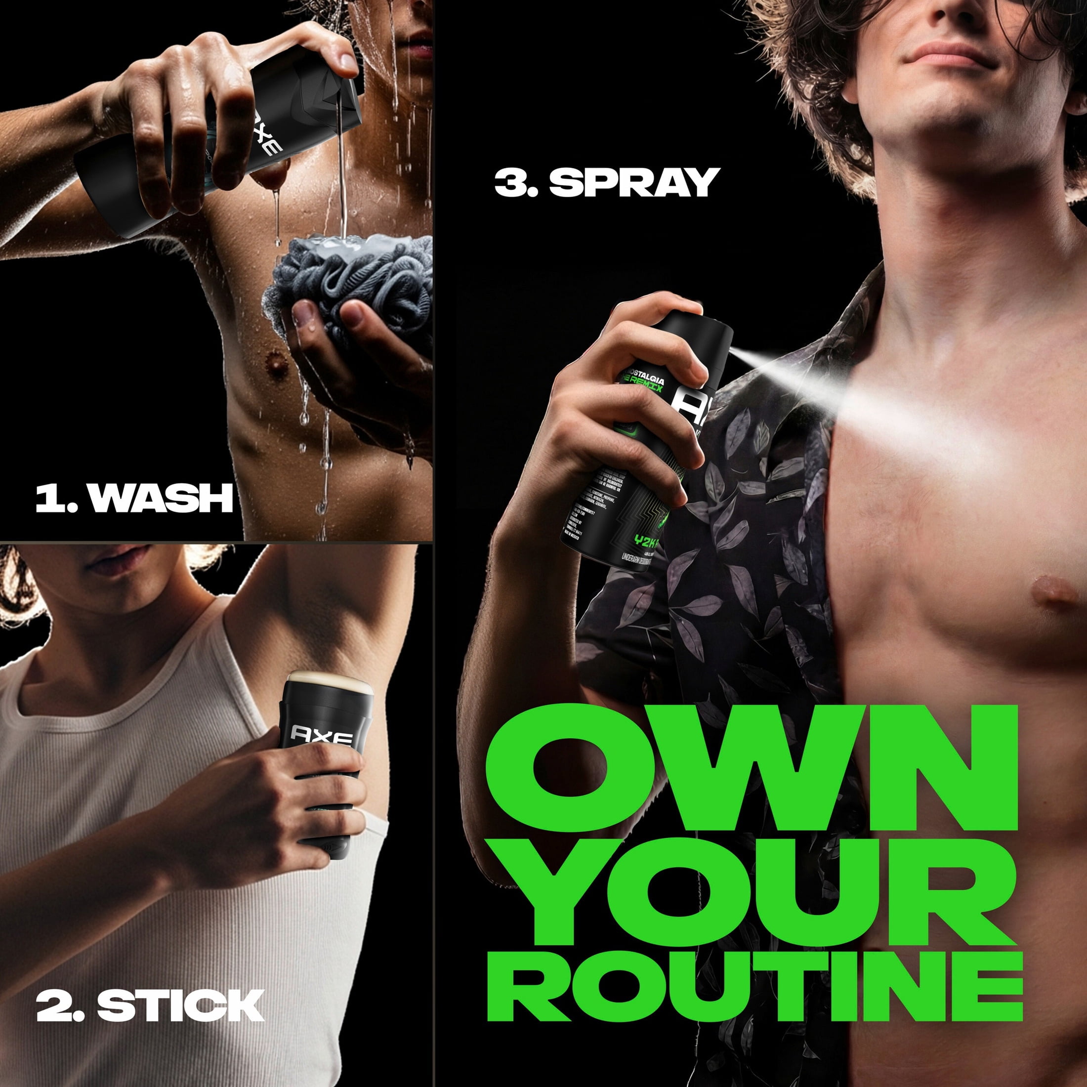 AXE Y2K Reboot Underarm Deodorant Body Spray Kilo Remix For Men & 48H Freshness, Kilo Remix, With Aluminum Free Formula, 2.9 oz
