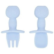 Newborn Food Grade Silicone Mini Fork Spoon Baby Panda Pattern Utensils Set Feeding Spoon Learn To Eat Children Tableware Set G