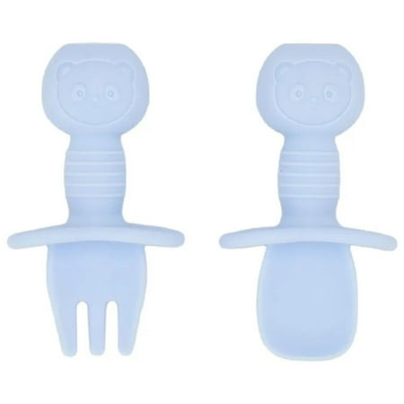 Newborn Food Grade Silicone Mini Fork Spoon Baby Panda Pattern Utensils Set Feeding Spoon Learn To Eat Children Tableware Set G