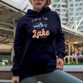 thumbnail image 2 of Loving Life at the Lake Merch Gift, Navy Blue Hooded Sweatshirt or Hoodie, Small, 2 of 5