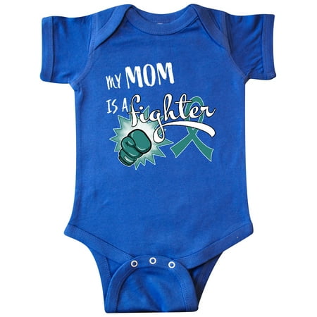 

Inktastic Ovarian Cancer Awareness My Mom is a Fighter Gift Baby Boy or Baby Girl Bodysuit