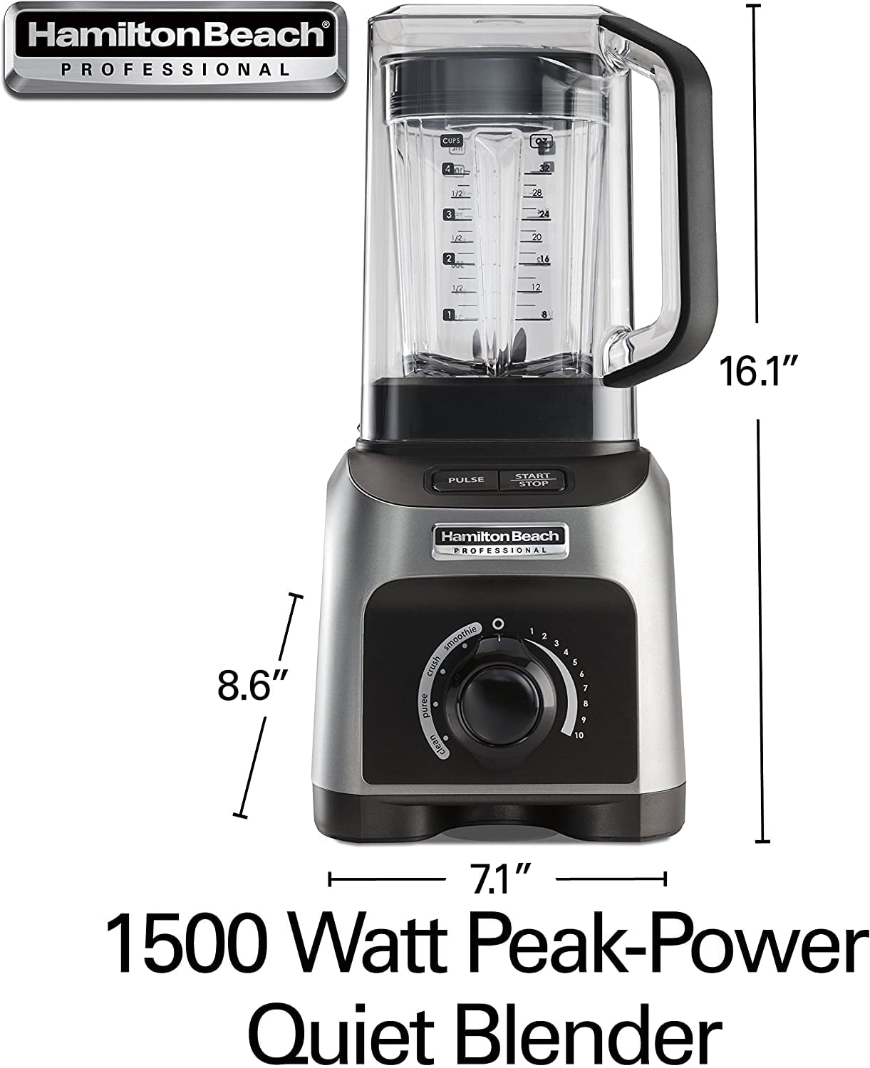 Hamilton Beach Professional 1500 W Blender, Quiet Shield, 32 oz