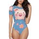 thumbnail image 1 of Balery Cute Pig Flowers Body de cuello redondo de manga corta para mujer Tops de manga corta Tops básicos-Small, 1 of 7