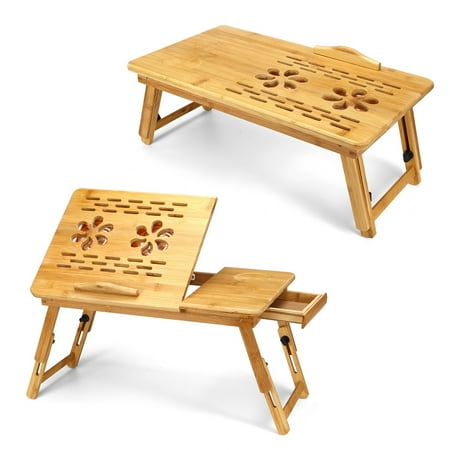 Bamboo Portable Foldable Laptop Desk Computer Table Stand Tray