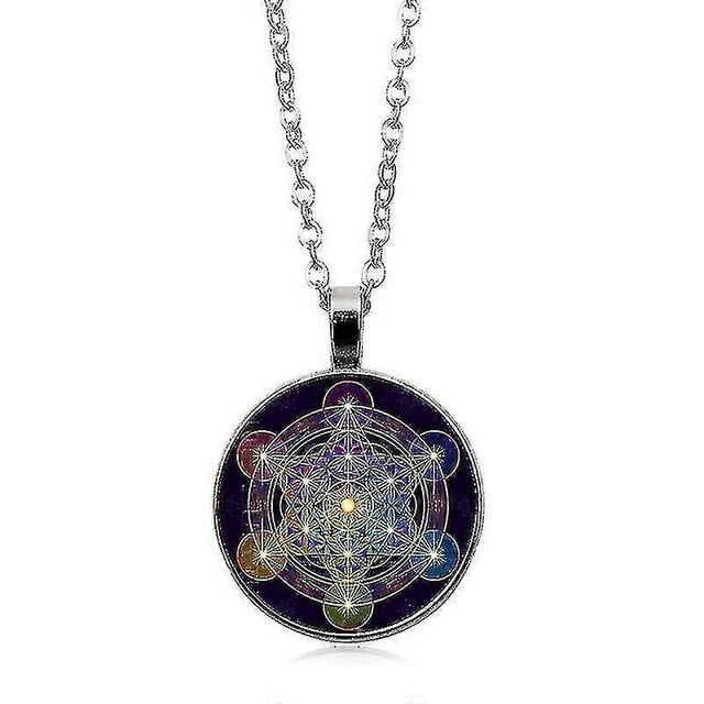 Jewelry Metatron's Cube Ometry Photo Chon Glass Chain Pendant Necklace Gi