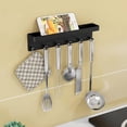 thumbnail image 4 of Porta llaves multifunción con estante de almacenamiento montado en la pared, sin perforaciones, innovador llavero detrás de la puerta para dormitorio, sala de estar, negro, 4 of 5