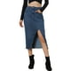 thumbnail image 1 of Falda Vaquera para Mujer Falda Informal de Talle Alto con Abertura Frontal Azul XS, 1 of 6