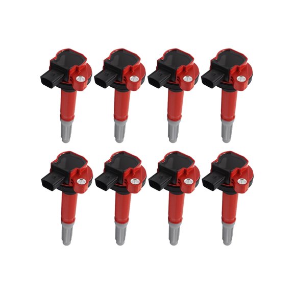 Set of 8 High Performance Ignition Coils Red Color Compatible with 2014 Ford Mustang 5.0L V8 Replacement for UF622 DG542 C1802