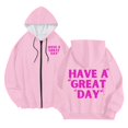 thumbnail image 4 of Zip Up Hoodies for Men Lightweight Drawstring Letter Print Long Sleeve Jackets Fleece Casual Slim Fit Coat with Pockets Pink XXL, 4 of 4