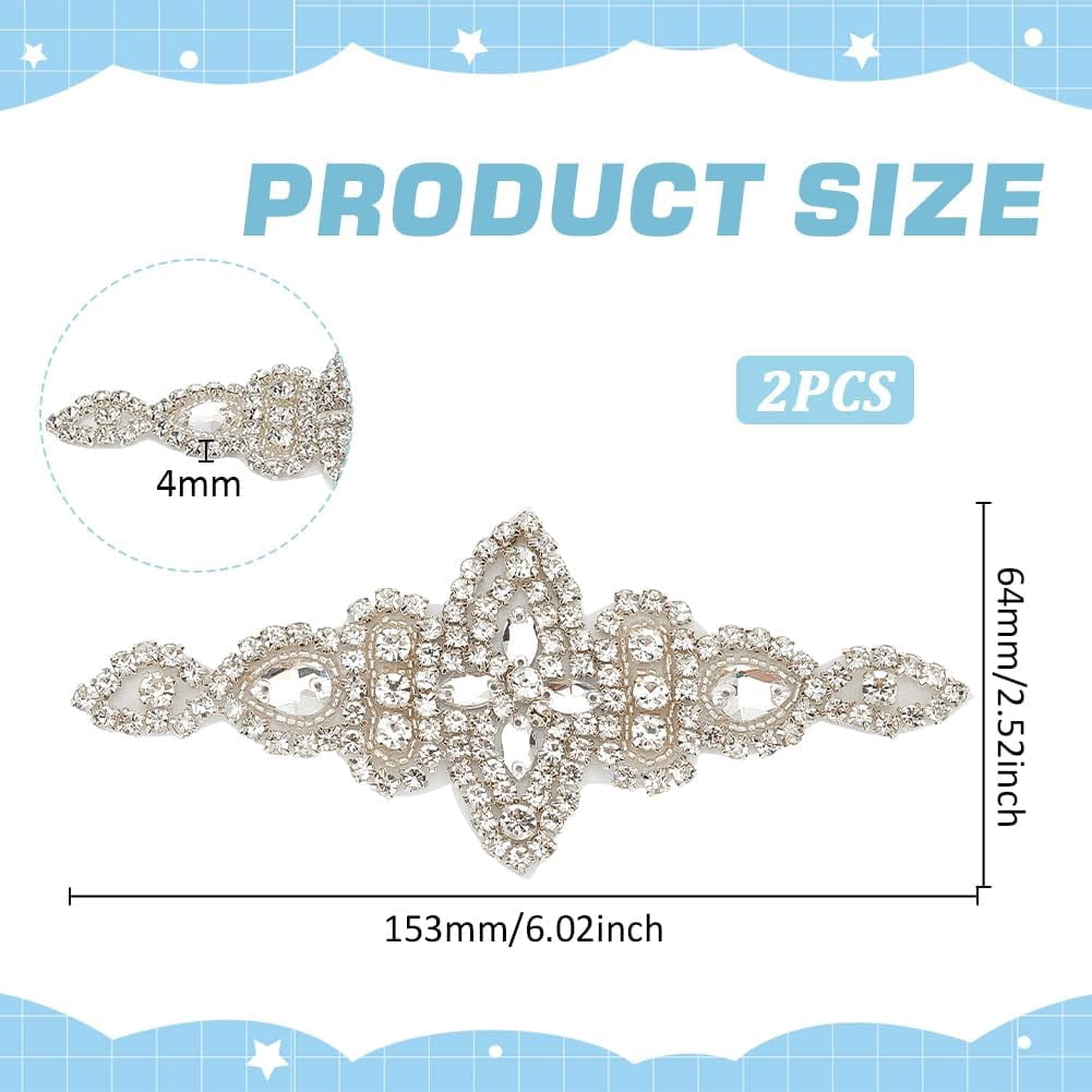 8 PCS 4Style Rhinestone Applique Wedding Rhinestone Appliques Iron on/Sew on Bridal Patches Silver Bridal Appliques for Wedding Dress Belt Decoration diy