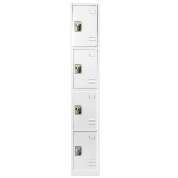 AdirOffice Large School Locker with 4 Doors 4 Hooks Storage Locker - Metal Storage Locker Cabinet Ideal for School, Garage, Office Lockers - (4 Door, White)