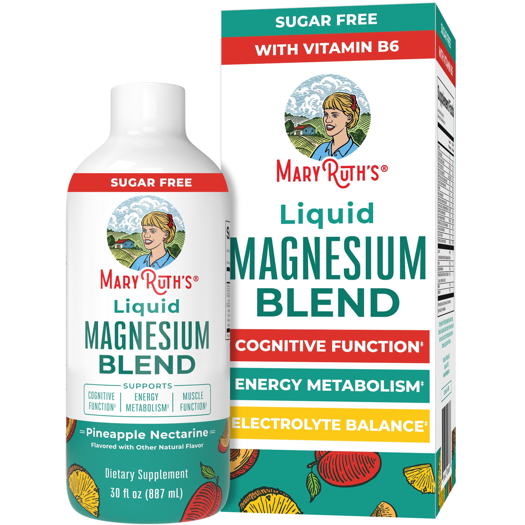 Liquid Magnesium Supplement by MaryRuth's | Magnesium Complex With Magnesium Glycerophosphate + Magnesium Glycinate + Taurate + Malate | Ages 4+ | Cognitive Function | Bone Health | Vegan | 30oz