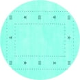 thumbnail image 1 of Ahgly Company Machine Washable Indoor Round Solid Turquoise Blue Modern Area Rugs, 4' Round, 1 of 4
