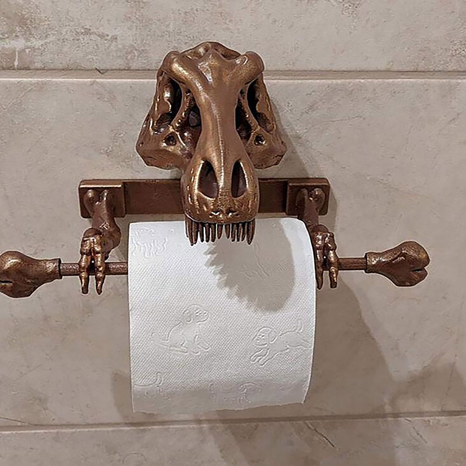 Dinosaur Skeleton Bathroom Toilet Paper Holder - Design Toscano