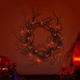 thumbnail image 2 of Halloween Wreath with LED Red Lights Halloween Decoration for Front Door 17x17", Glitter Sparkling Black Wreath Halloween Indoor Outdoor Decorations Home Window Yard Decor, 2 of 7