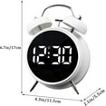 thumbnail image 7 of Twin Bell Alarm Clock, LED Display Digital Clock with Night Light, USB Rechargeable/Battery Operated Loud Bell Metal Alarm Clock for Office Bedroom (White), 7 of 7