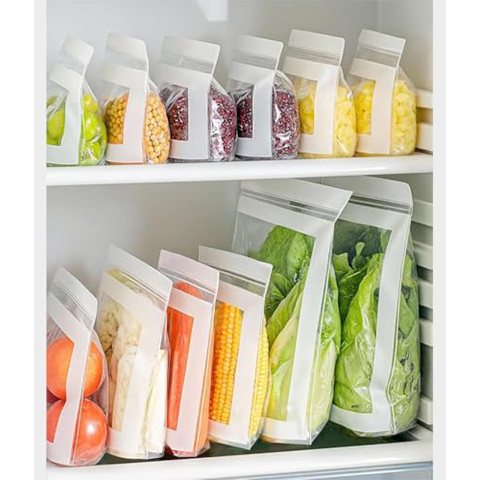 Food Grade Fresh-Keeping Bags, Plastic Produce Bags, Food Storage Bags, Double Seal Reusable Slider Freezer Bags Refrigerator Storage for Fruit Vegetable Kitchen(L*3Set)
