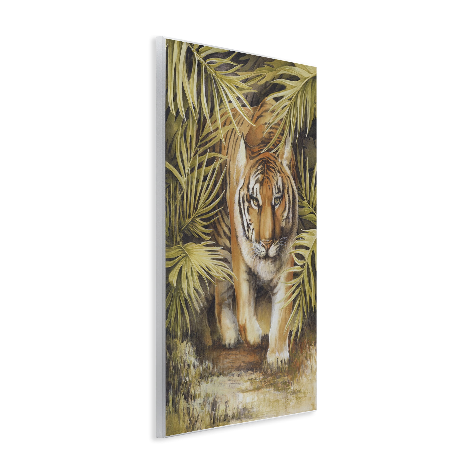 Stupell Industries Tiger Prowling Through Leaves Animals & Insects Painting Unframed Art Print Wall Art, 10 x 15