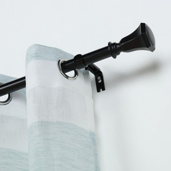 Efavormart 1 Pack of 42"-126" Adjustable Black Curtain Rod Set Teardrop Finials Decorative Rod for Window Treatment Modern Looks with Classic Finishing