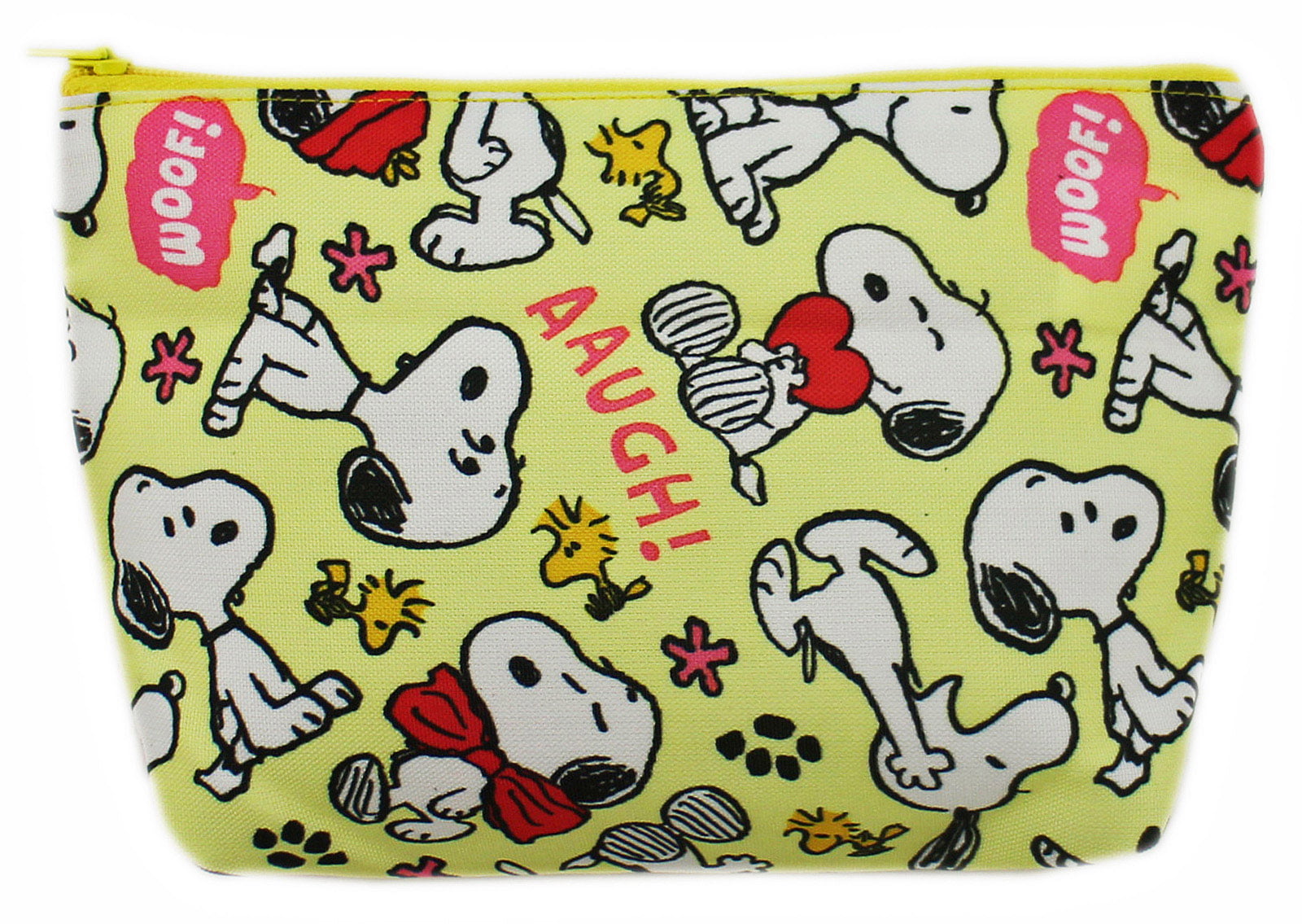 Snoopy and Woodstock Yellow Colored Canvas Material Cosmetic Bag ...
