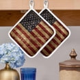 thumbnail image 2 of Vintage American Flag Pot Holders for Kitchen Heatproof Potholder, 4 Pack Farmhouse Shabby Retro Red Blue Hot Pads Multipurpose Oven Pads Cloth Potholders Trivet for Cooking and Baking, 2 of 8