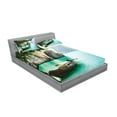 thumbnail image 2 of Ambesonne Tropical Fitted Sheet & Pillow Sham Set, World Seascape Shore, Queen, Multicolor, 2 of 2