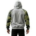 thumbnail image 5 of Men's Pullover Hoodie with Camouflage Print Raglan Sleeves and Adjustable Drawstring Hood Casual Fit Sweatshirt Top Light Gray 3XL, 5 of 5