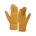 thumbnail image 5 of Eoperou 1 Pair Women Winter Gloves Thick Touch Screen Windproof Plush Knitted Color Matching Elastic Warm Five Fingers Anti-slip Soft Cozy Regular Fit Cycling Gloves Outdoor Gloves, 5 of 8