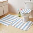 thumbnail image 2 of Light Blue Grey Stripe Bath Mat 3 Piece Bathroom Rug Set, Modern Farmhouse Vertical Striped Non Slip Bath Rug Contour Mat and Toilet Lid Cover, Absorbent Shower Mats Soft Bath Rugs and Mats Sets, 2 of 8