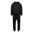 thumbnail image 6 of Hogleaql Mens Hoodie Sweatsuit 2 Piece Solid Color Relaxed Fit Hoodie Jogging Athletic Pants Set Casual Winter Suit with Pockets Black 2XL, 6 of 7
