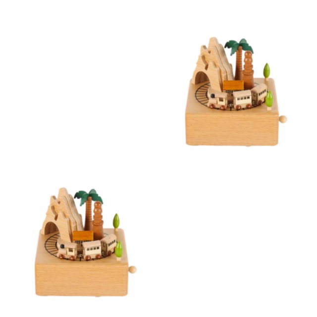 Tholdsy Wood Experience Beauty Of Castle With Castle Carrusel Caja musical Caja musical de elegante Tren de piel verde Tren de piel verde 2Conjunto