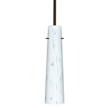 1TT-567419-BR-Besa Lighting-Camino - 1 Light Stem Pendant In Contemporary Style-10 Inches Tall and 2.5 Inches Wide-Bronze Finish-Carrera Glass Color