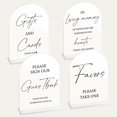 thumbnail image 1 of shiyou-4 Pack 5x7 Inch Arch Acrylic Wedding Signs for Reception, Acrylic Table Signs, In loving Memory Sign, Guest Book Sign, Cards and Gifts Sign, Favors Please Take One, Wedding Reception Decor (Wh, 1 of 4