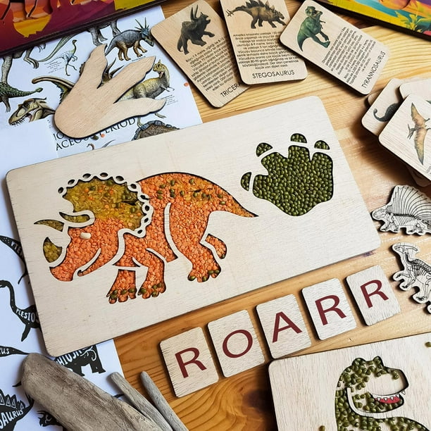 Aprendizaje temprano Juguete educativo Montessori Sensory Aids Tablero ocupado Accesorios de bricolaje Juego de cognición Bandeja sensorial para viaje Dinosaurio Hugo tablero ocupado