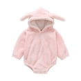 thumbnail image 2 of Bear Outfit With Footies Girls Boys Toddler Baby Boys Girls Color Cute Long Sleeves Ears Winter Keep Warm Jumpsuit Romper Pink 0 Months, 2 of 9
