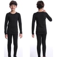 thumbnail image 2 of Otqutp 2 Piece Youth Boys Thermal Underwear Set Lined Compression Shirt Leggings Pants Soft Fleece Kids Base Layer Clothes Cold Weather, 2 of 4